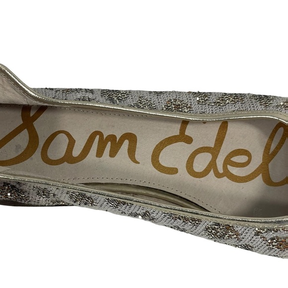 Sam Edelman Sara Gold Toe Glitter Leopard Slip On Ballet Flats Sz 10 - Picture 11 of 13